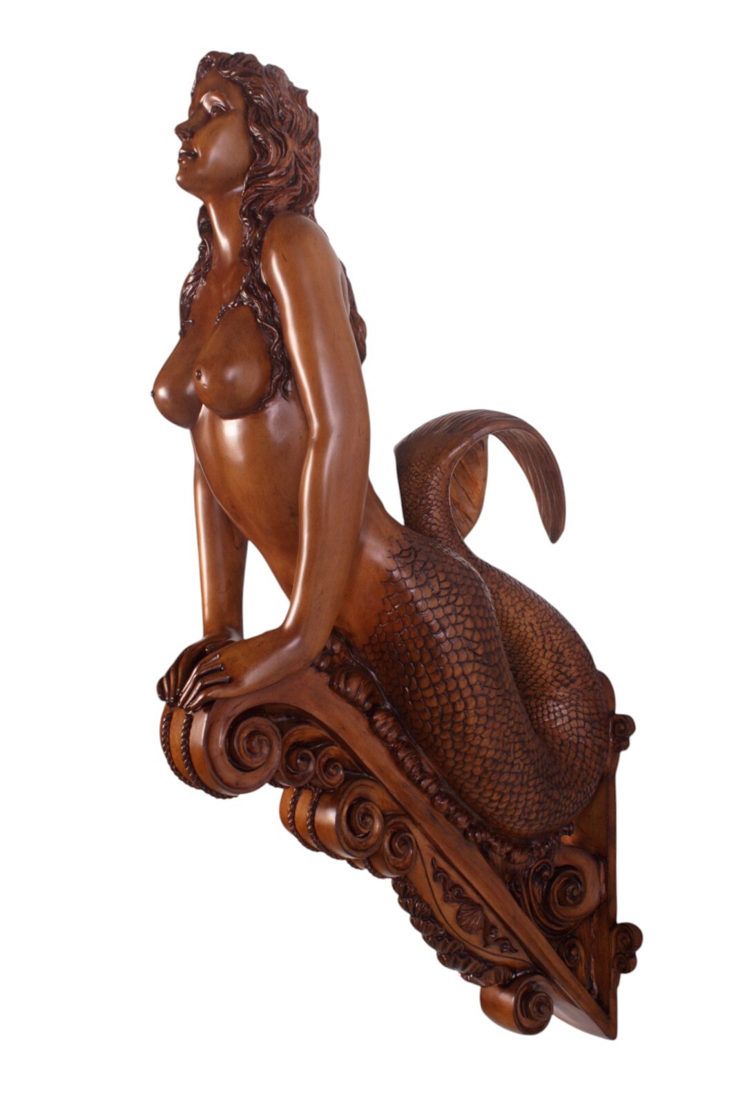 Wood Look Mermaid Sea Siren Marinea Large Sculpture Wall Mount Figurehead 36"
