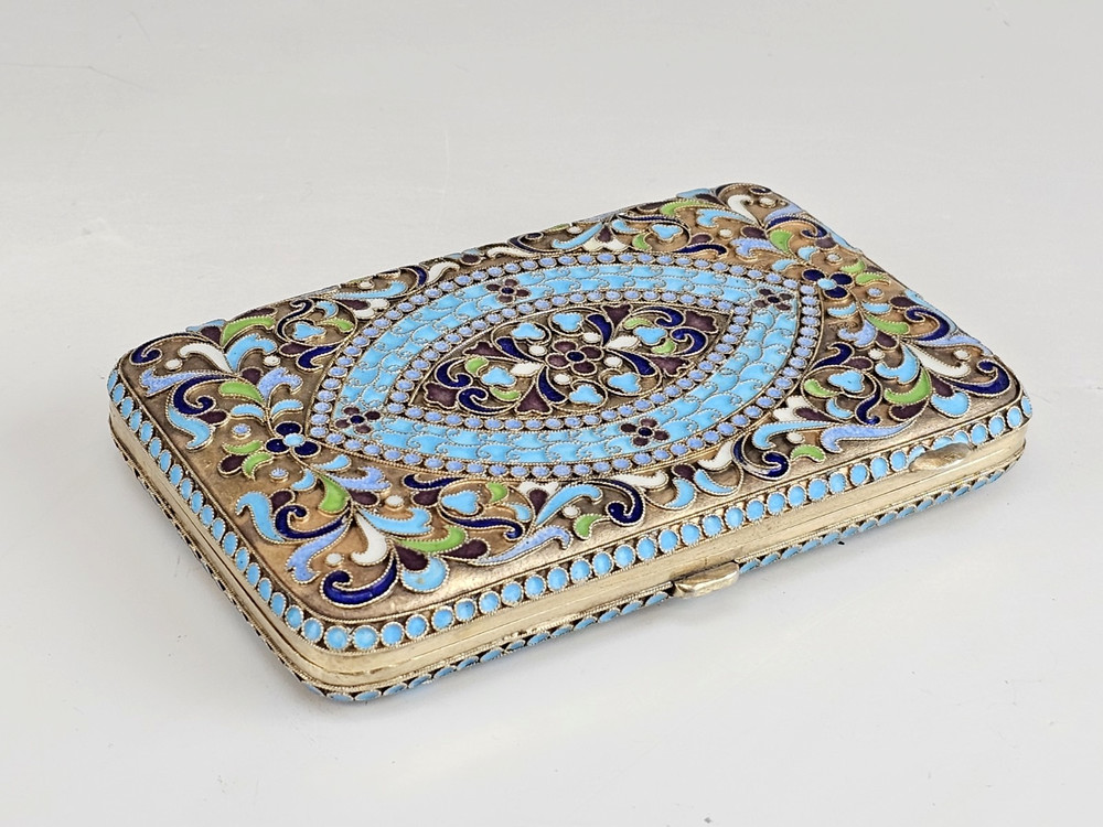 19C Russian Gilt Silver Enamel Cigarette Case