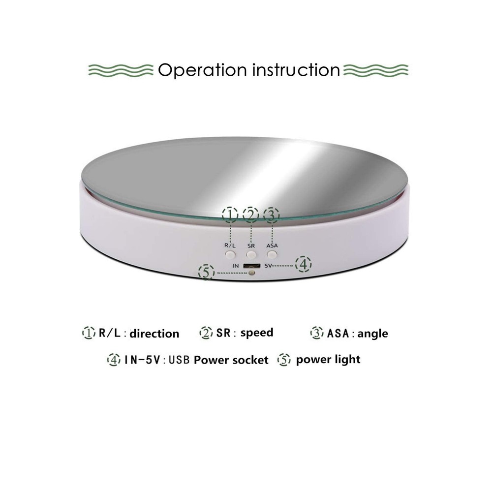 Motorized Rotating Stand, 7.67Inch Max Loading 22Lb Battery USB Use Display T...