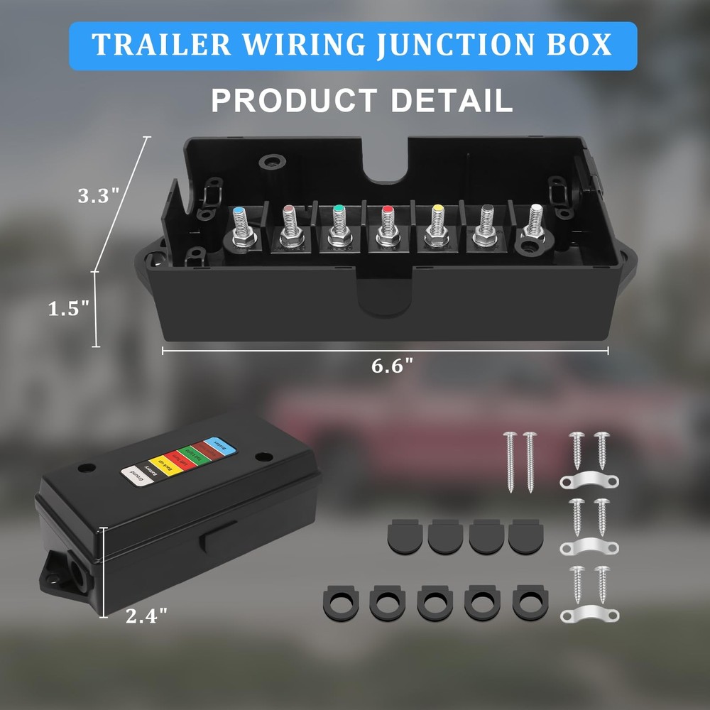 2 Set 7 Way Trailer Junction Box Weatherproof 7 Gang Color Coded Solid Studs ...
