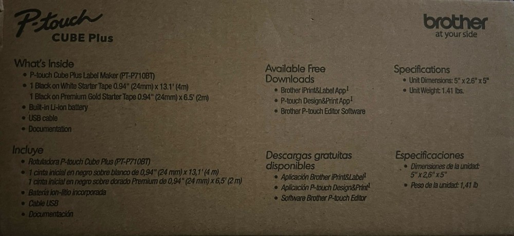 Brother P-Touch Cube Plus Label Maker Printer Bluetooth 5x5x2.6" Open Box