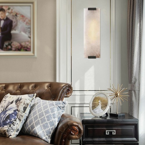 Marble Wall Light Hand Carved Alabaster Rectangular Sconce LED Indoor Wall Lamp