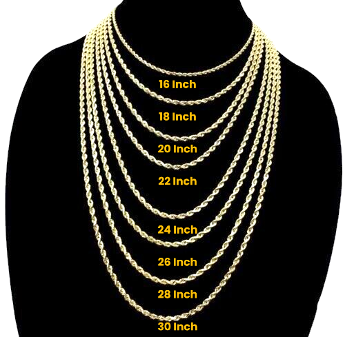 10K Yellow Gold 2mm-10mm Rope Chain Necklace Diamond Cut All Sizes Real