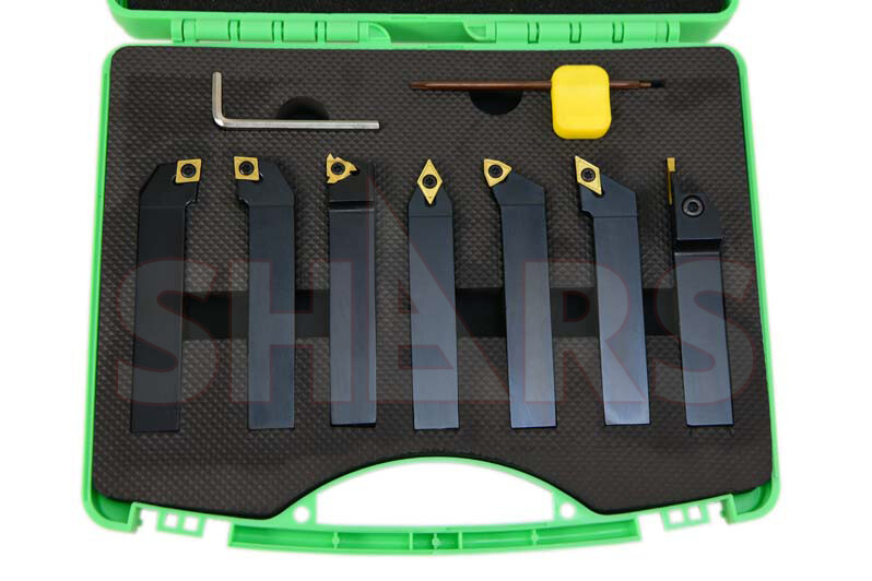 Shars 7PCS 3/4" Indexable Turning Threading Lathe Tool + Insert M]