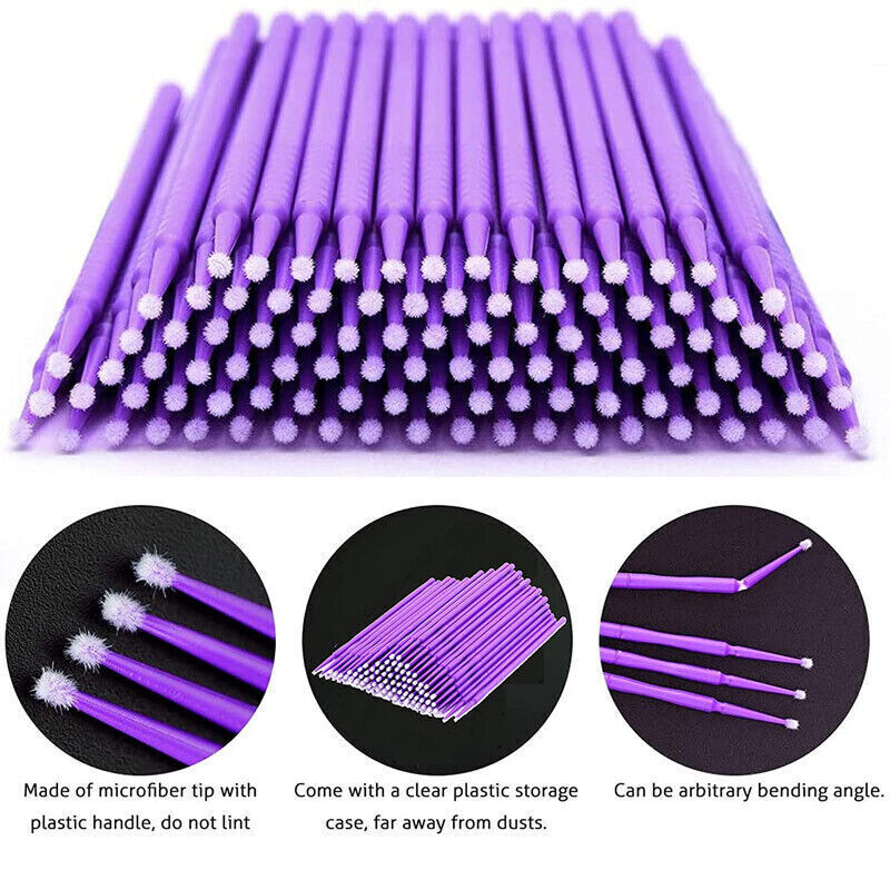 100 Pcs Dental Eye Micro Brush Tips Disposable Applicators Fine Regular Medium