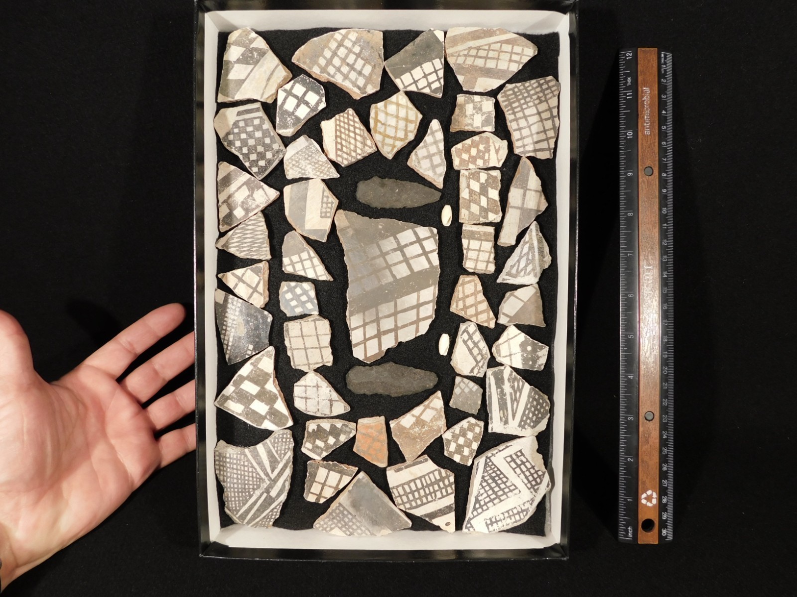 Big Lot! of ANASAZI Pottery Shards or Sherds in Wall Mountable Frame Arizona