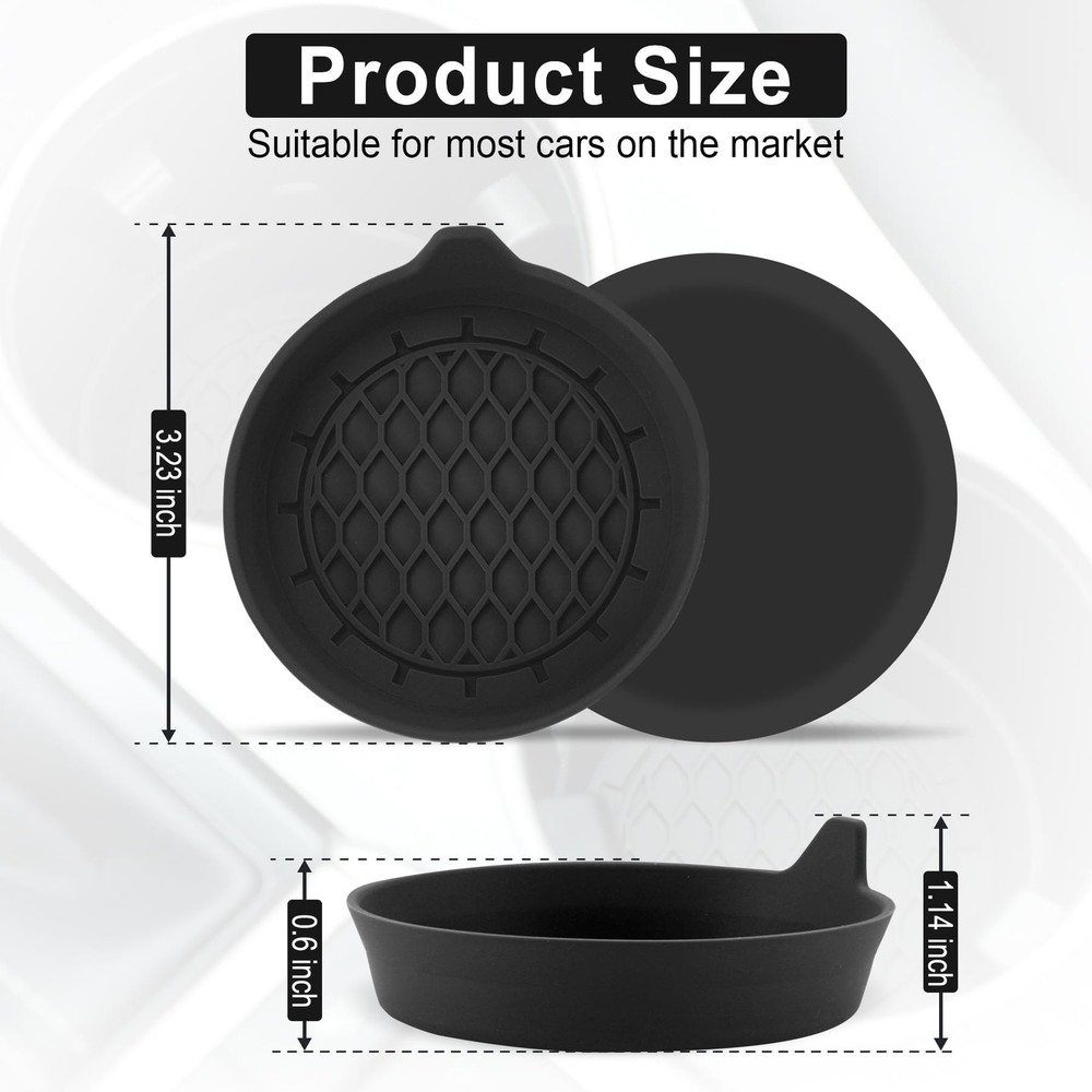 SINGARO Car Cup Holder Coaster, Interior Sets 4 Pack Black