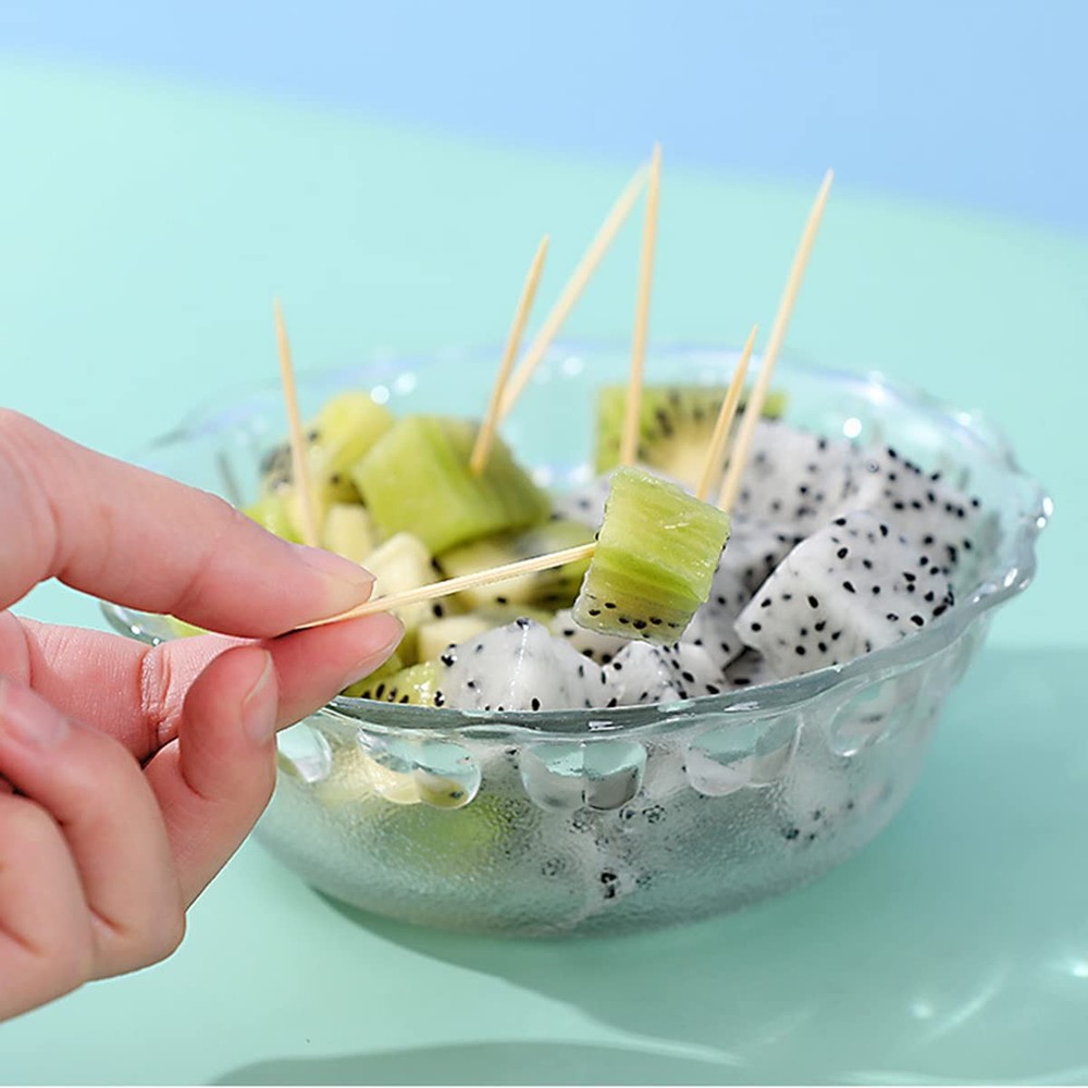 Bamboo Toothpicks - 3000 Count, Round, Double-Sided, Sturdy, Smooth Finish, P...