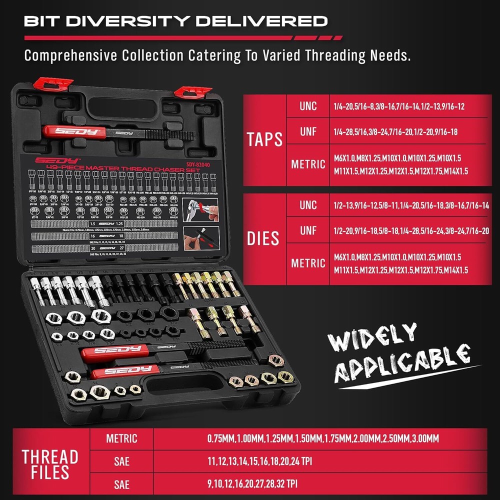 Thread Repair Chaser Tool 49PCS Cleaner Rethreading Master Kit
