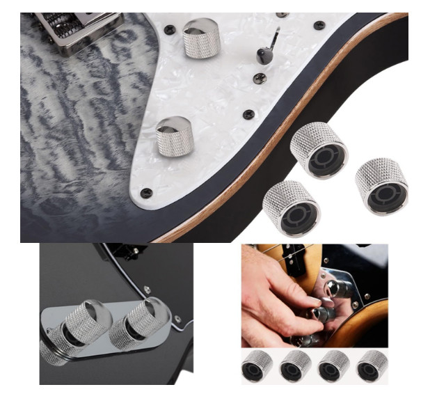 1-4 Pcs Volume Metal Dome Button Control Knobs Metal Volume Control Knobs Guitar
