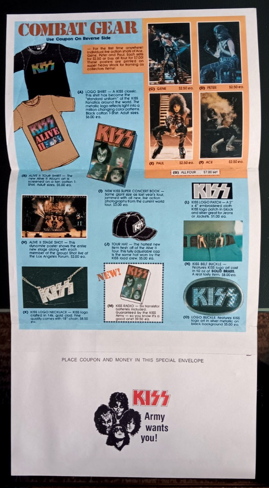 KISS - ARMY..1976/77..Membership/Order Form Mailer - Near Mint Condition.