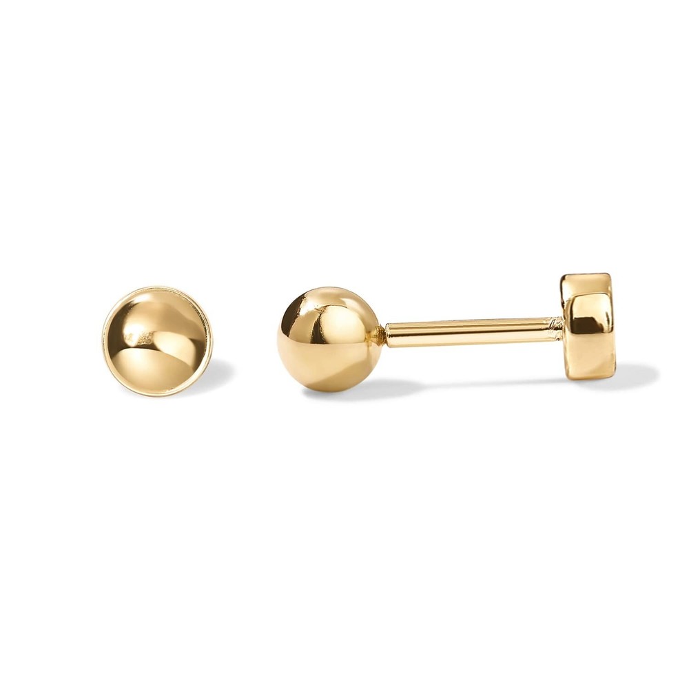 PAVOI 14K Gold Plated Solid 925 Sterling Silver Posts Dainty Ball Stud Flatba...