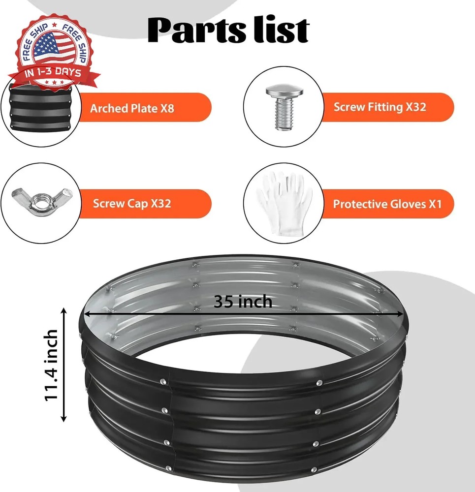 YSEJOMP 36 Inch Round Galvanized Fire Pit Ring/Fire Ring - Foldable and Perfect