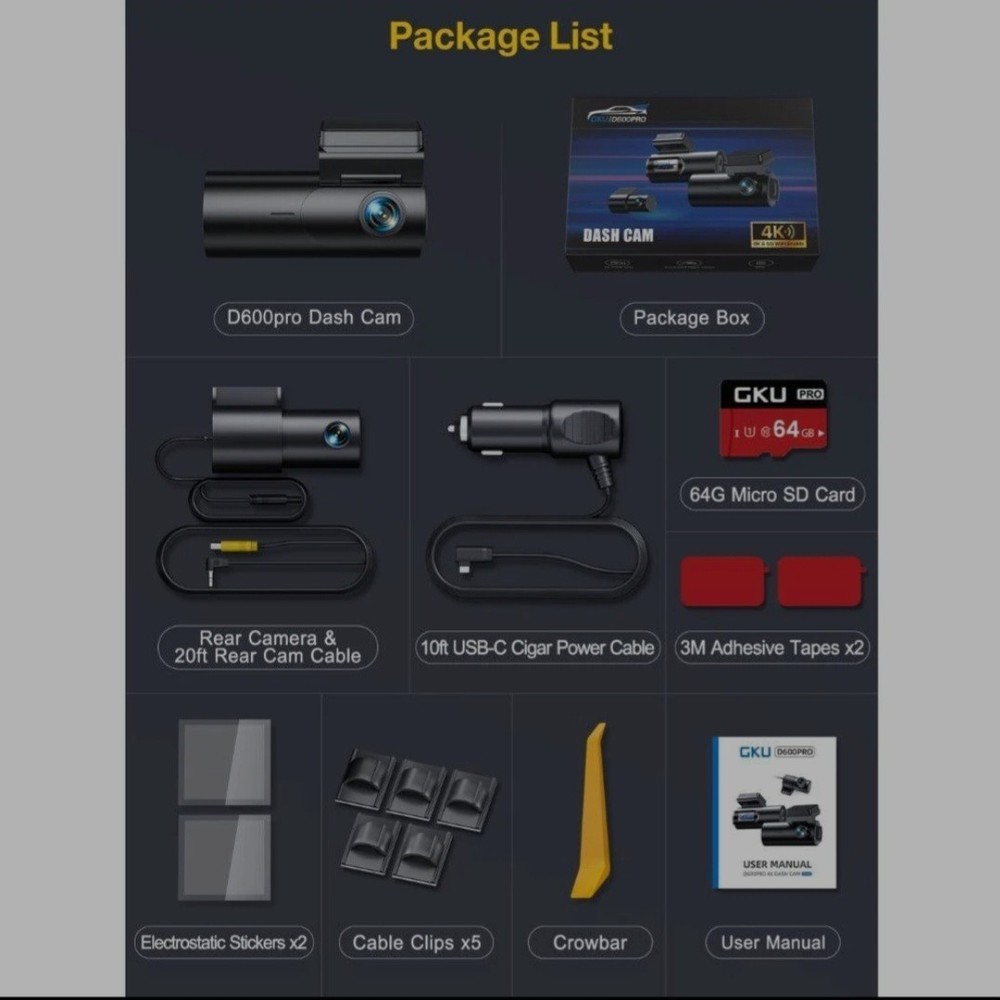 GKU D600 PRO Dashcam
