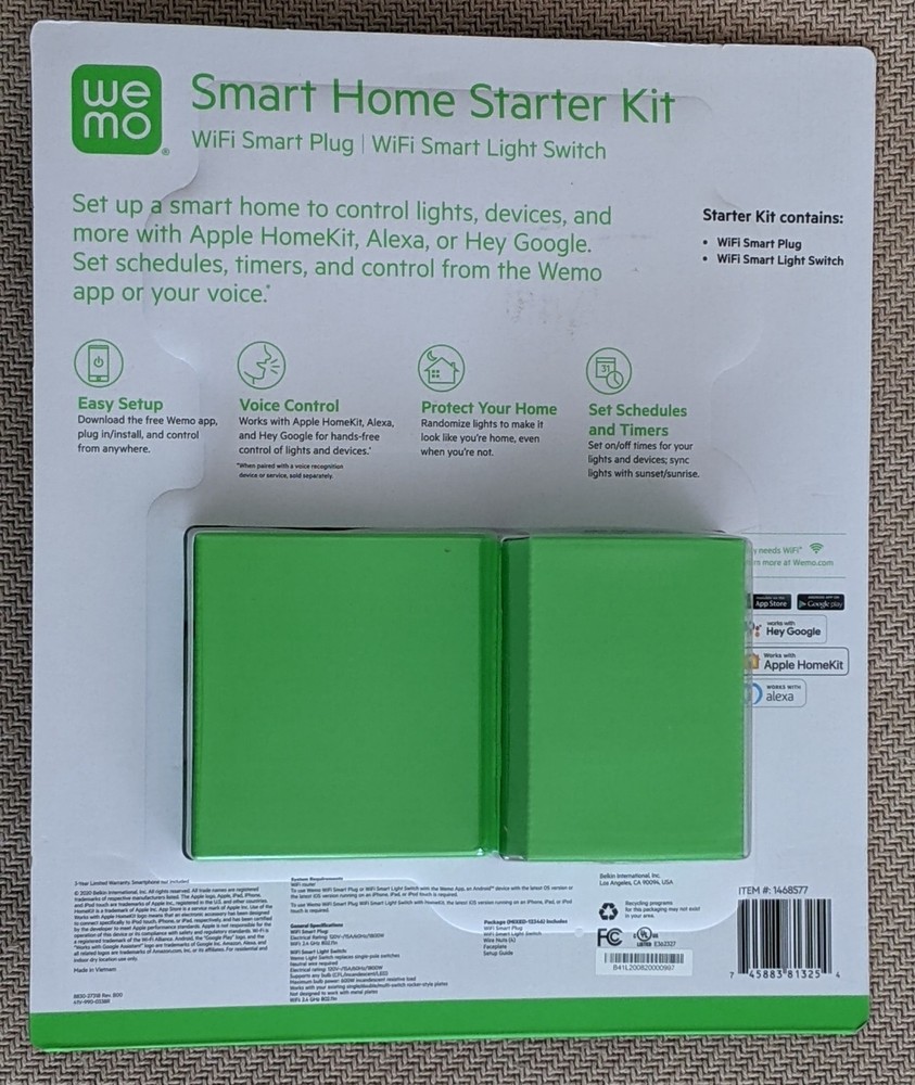 New Wemo Smart Home Starter Kit Smart Plug Switch Controlled Google Apple Alexa