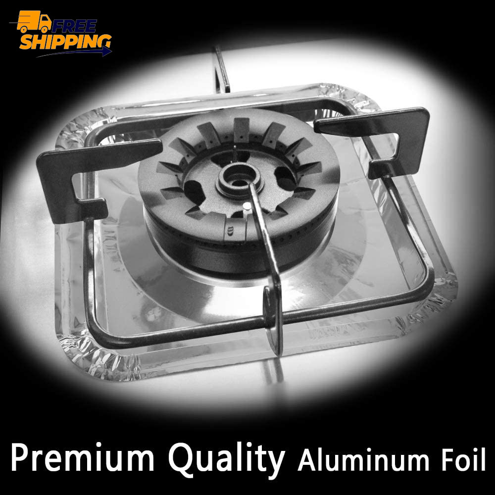 Aluminum Foil Gas Stove Burner Liners 50 Pack Stove Burner Covers Disposable 💪
