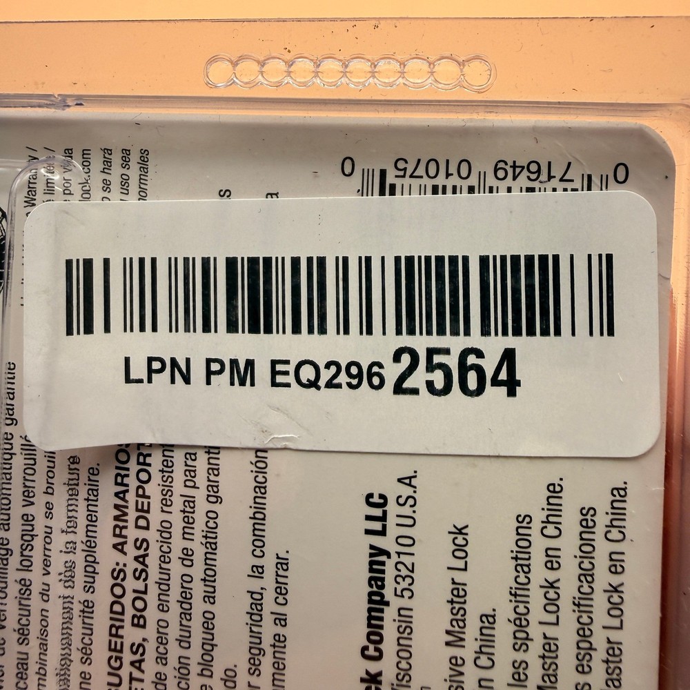 Master Lock Purple 1530DCM Locker Lock Combination Padlock