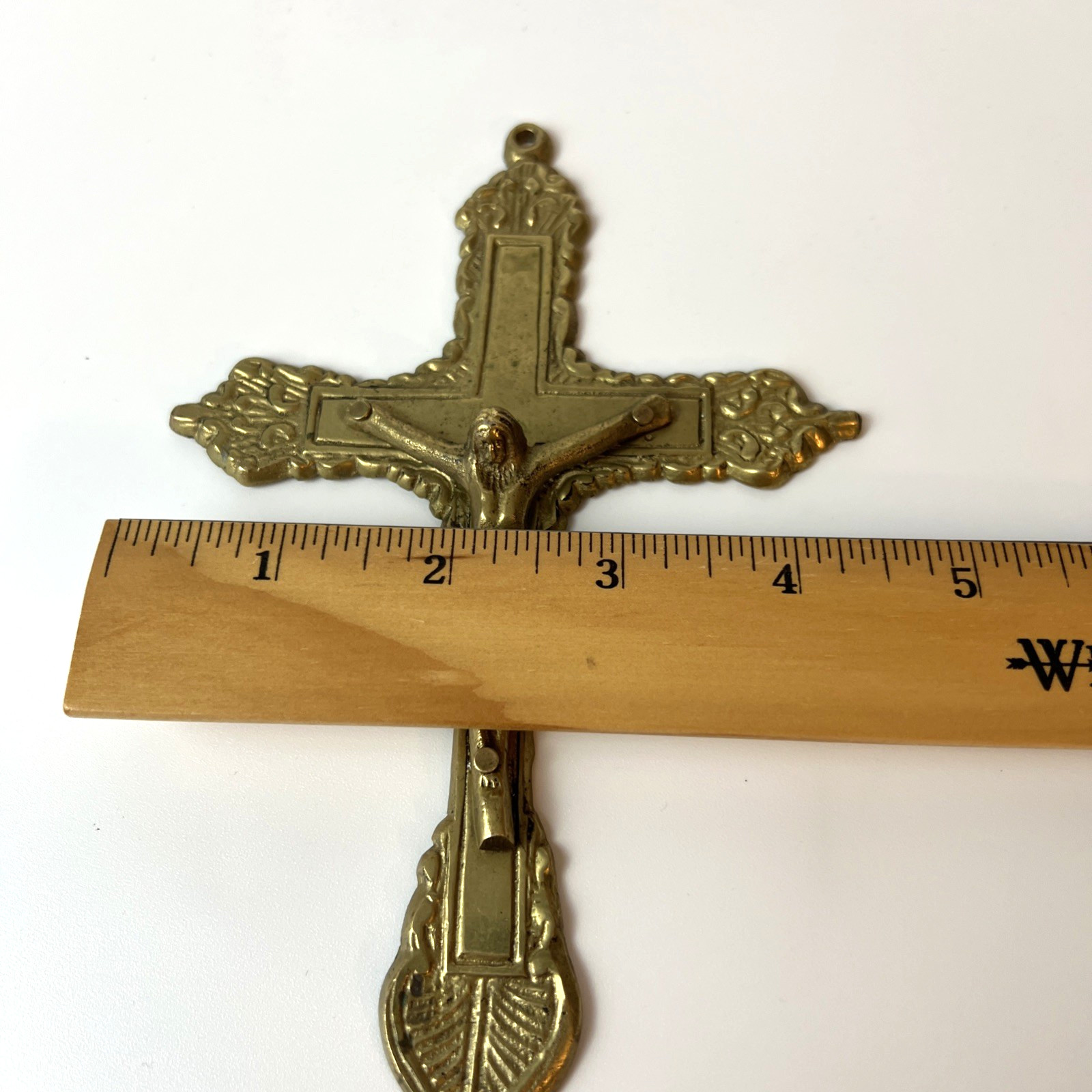 Vintage Ornate Brass Crucifix Wall Hanging Cross Catholic Religious Jesus