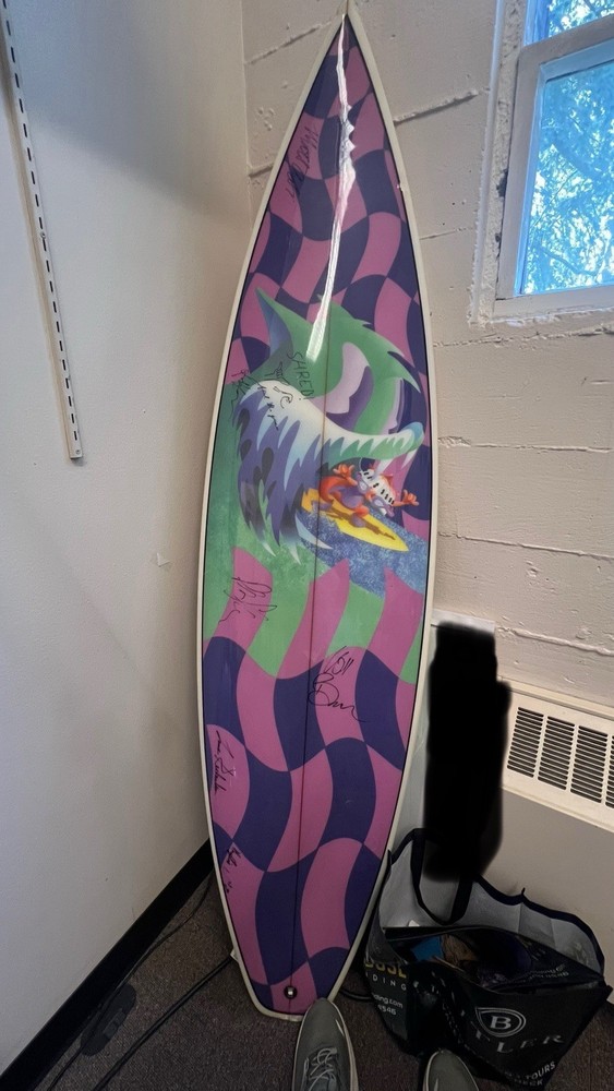 Autographed MGMT / T Patterson collaboration surfboard
