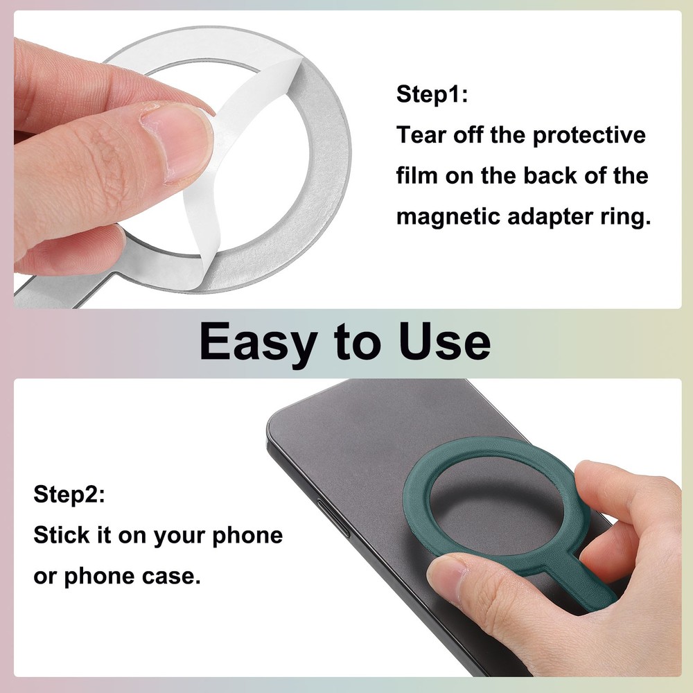 2Pcs Magnetic Adapter Ring, Leather Magnetic Sticker Ring, Green