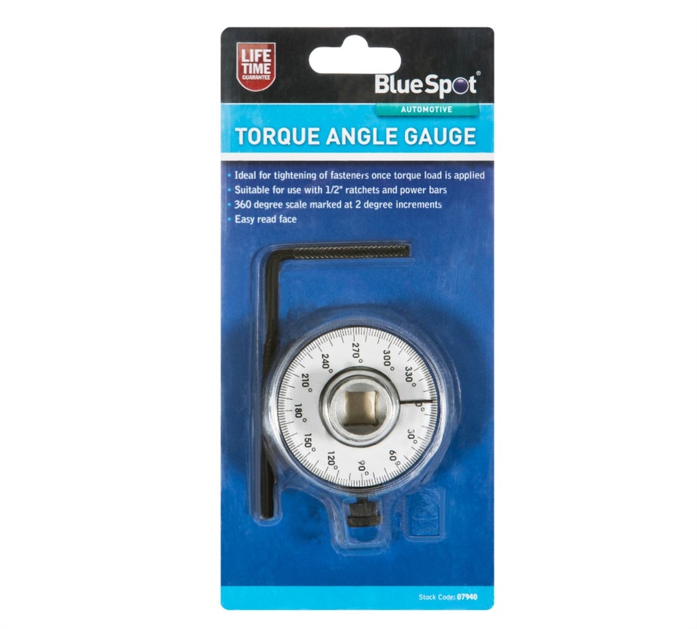 BlueSpot Torque Angle Gauge Easy Read Face For Socket Ratchets 1/2" Drive