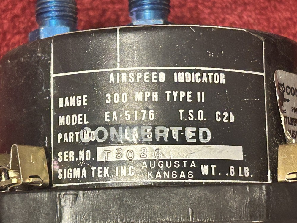 SIGMA TEK AIRSPEED INDICATOR P/N EA517326ACM