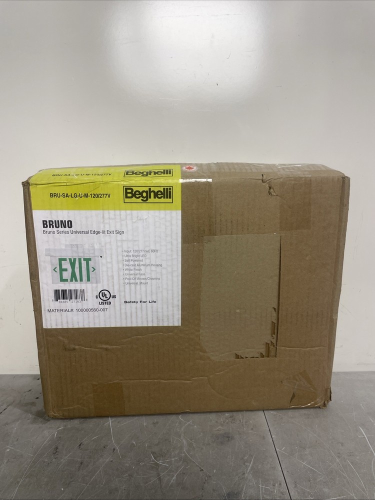 Beghelli Exit Sign, LED. Green BRU-SA-LG-U-M