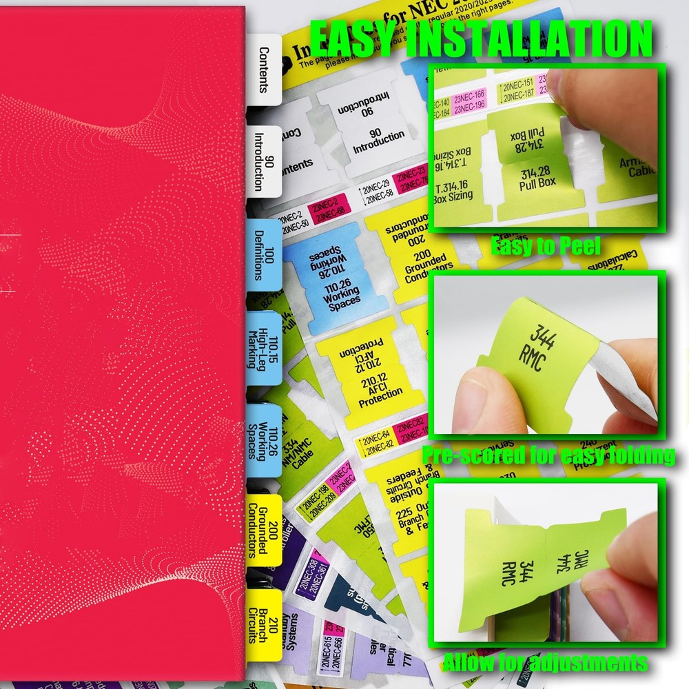 2020/2023 National Electrical Code Self-AdhesiveTabs, 5.6X10", Multicolored