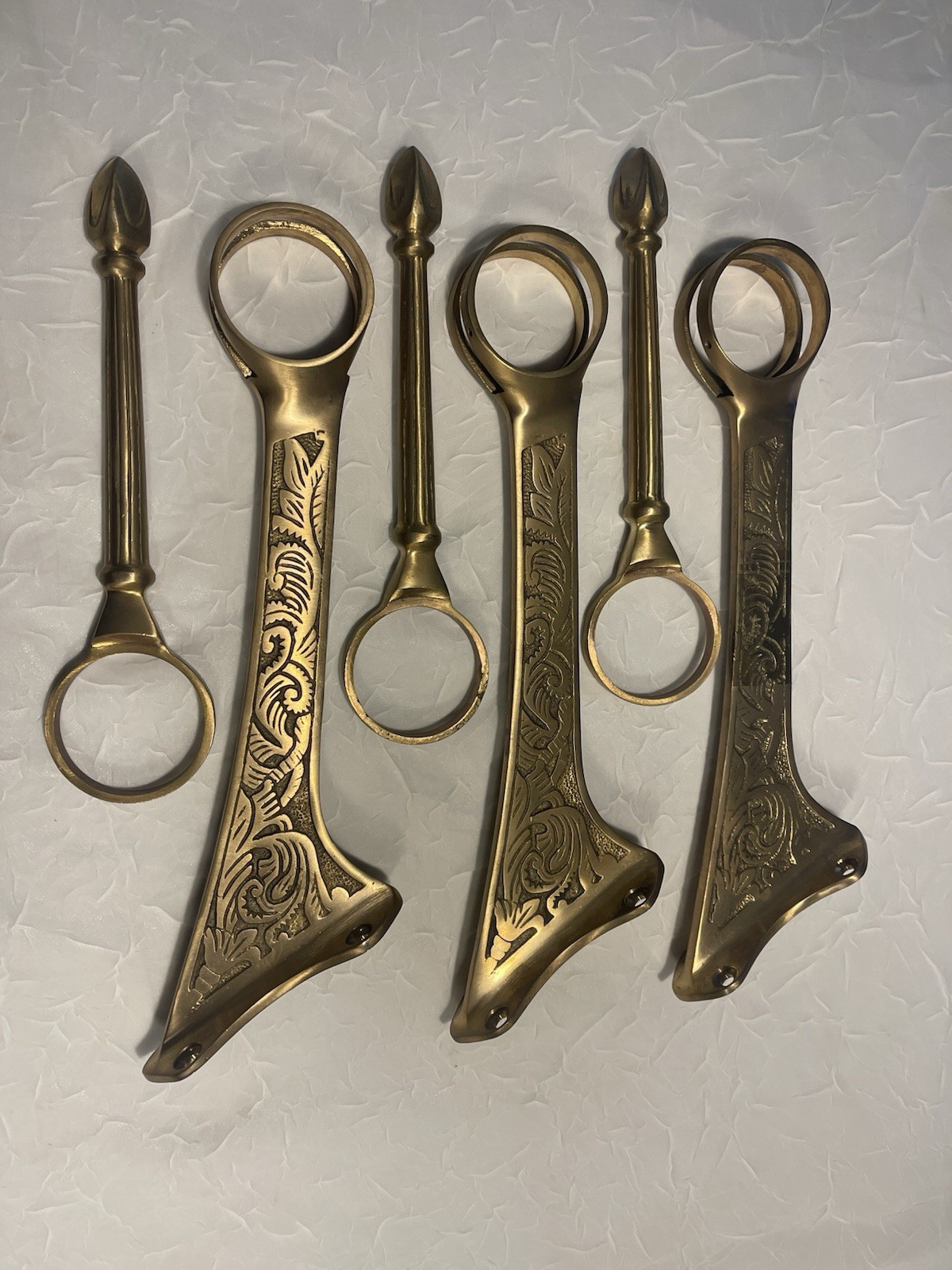 Set Of 3 Swing Arm Cast Solid Brass Bar Foot Rails, 2 inches