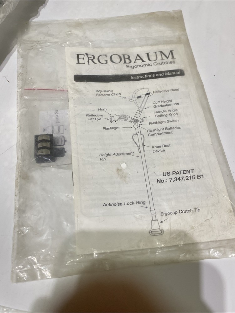 ErgoBaum Forearm Crutches - Black - Shock Absorbers & Flashlight