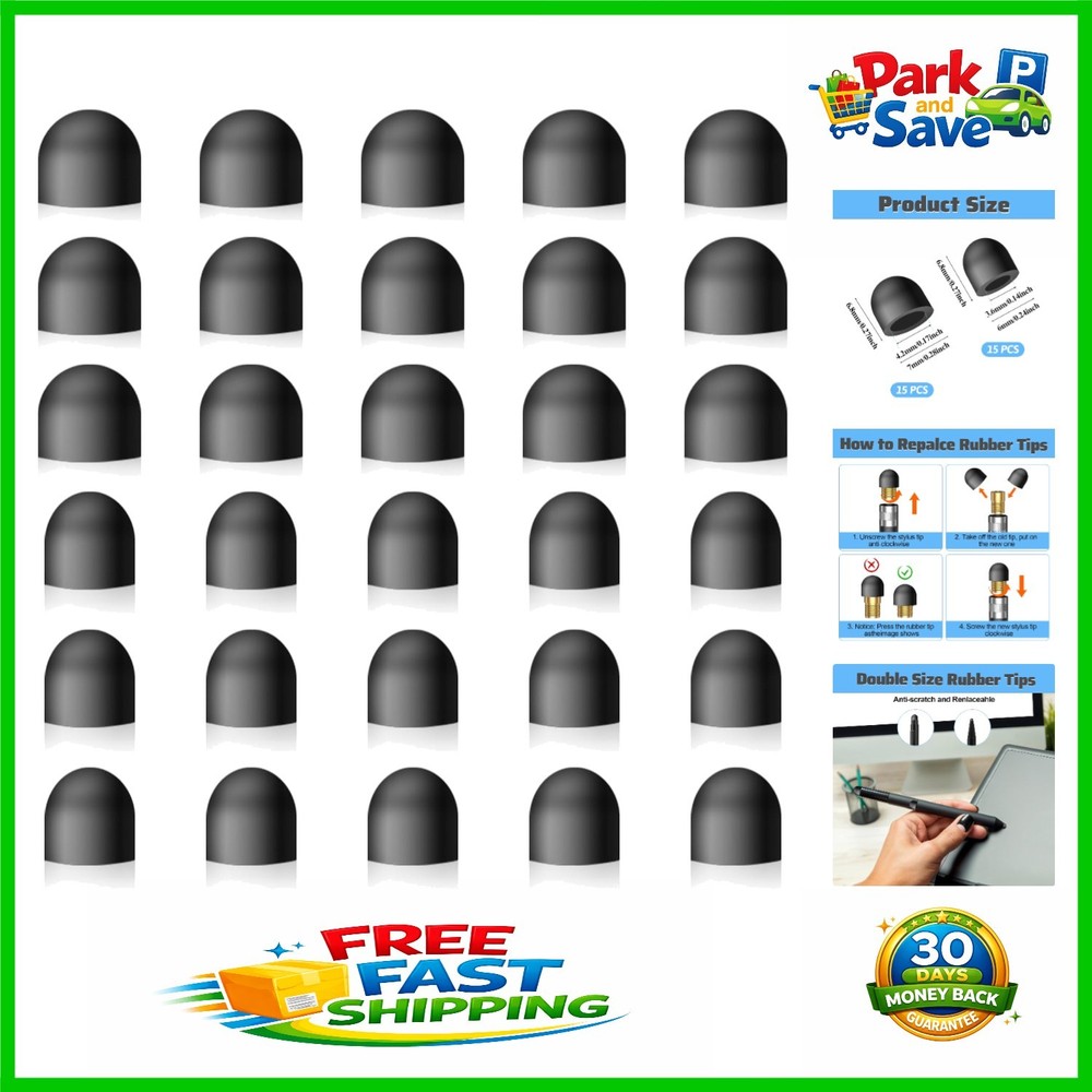 Convenient 30 Pcs Rubber Stylus Tips - Universal Compatibility for Precision Use