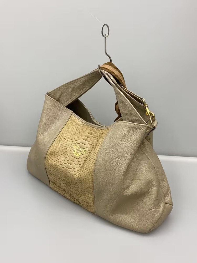 ATAO Handbag Leather BEG Plain ELVY LUXE