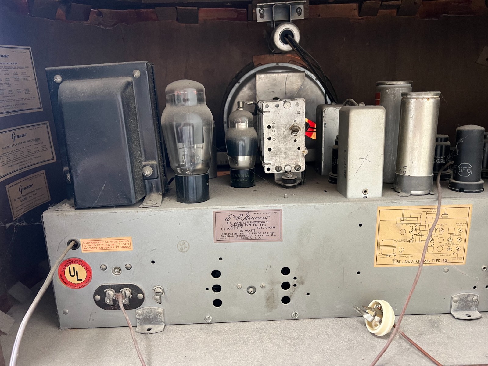 1930s GRUNOW ALL WAVE SUPERHETERODYNE CONSOLE TUBE RADIO MODEL 1191