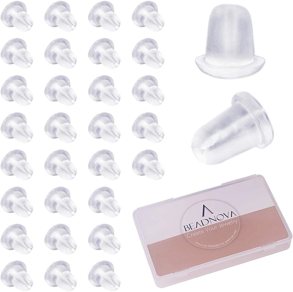 Secure Rubber Earring Back Set - 200 Clear Pieces for Stylish Earring Support