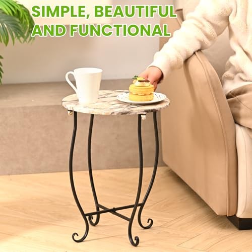 Patio Side Table, Versatile 14" Round Side Table for Balcony Yard Porch