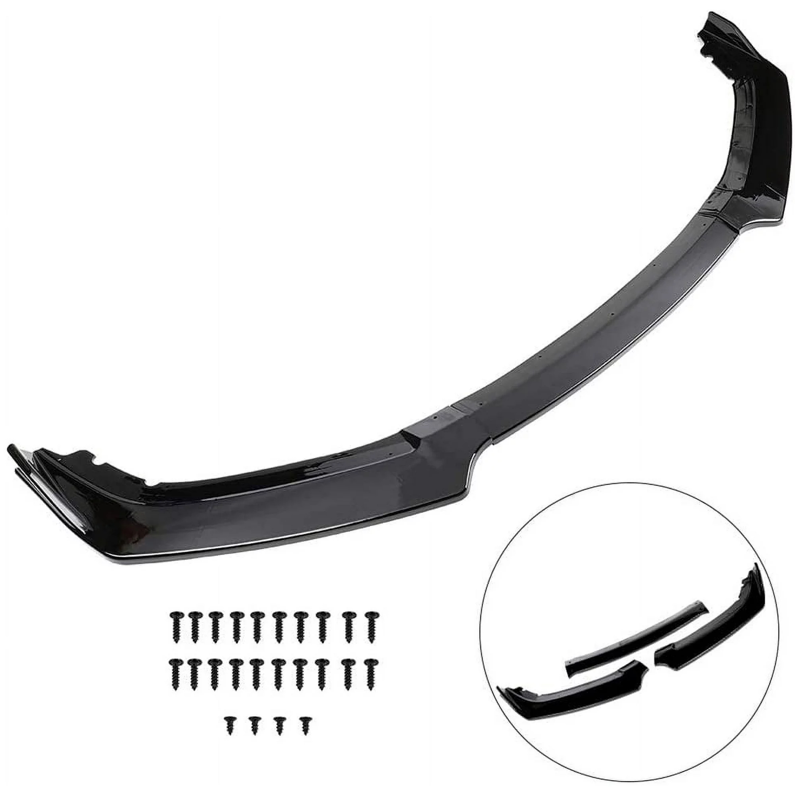 Glossy Black Front Bumper Splitter Spoiler Lip For 2016-2021 Honda Civic 3PCS