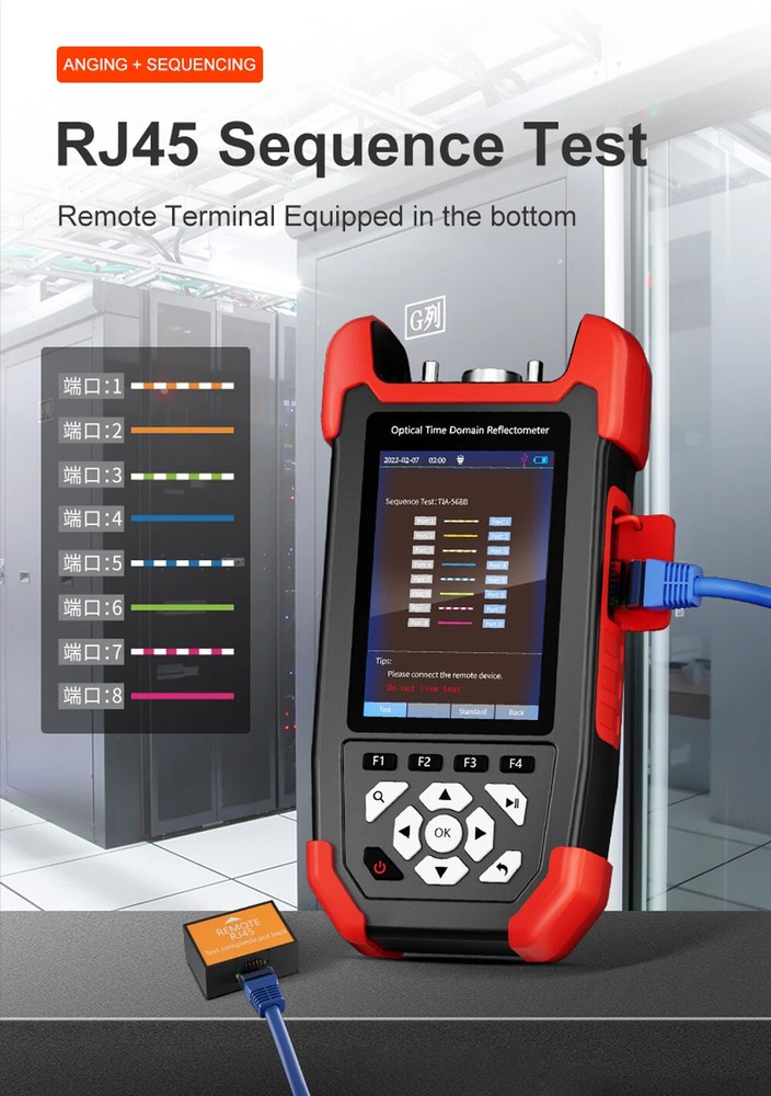 Fiber Optic Reflectometer Handheld OTDR Tester Time Domain Reflectometer 24/22dB