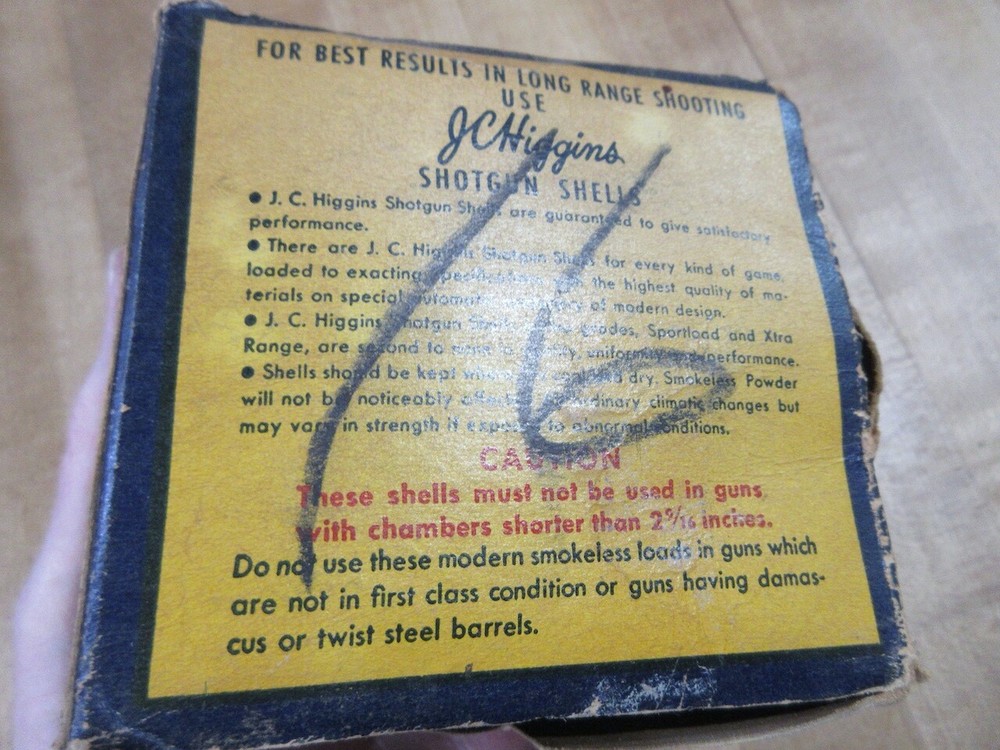Vintage Empty J C Higgins Xtra Range 16 ga shotshell box