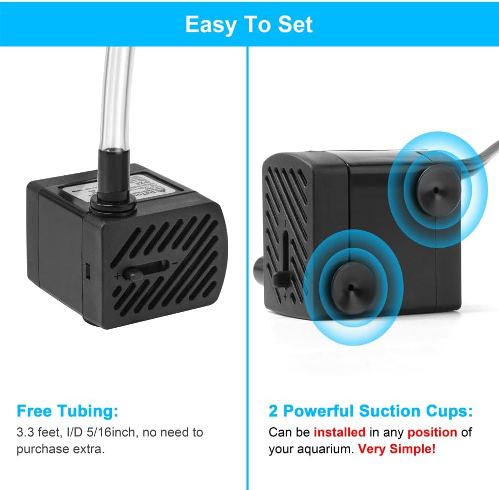 50GPH 3W Small Submersible Water Pump Mini Fountain Pump Ultra Quiet for Aquariu