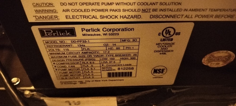 Perlick Dd-pp33-1 Chiller System 115v