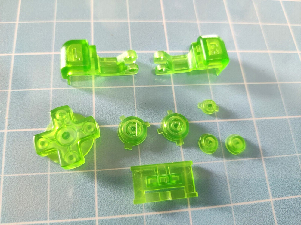 Game Boy Advance SP Replacement Button and Trigger Set – Clear Green Buttons
