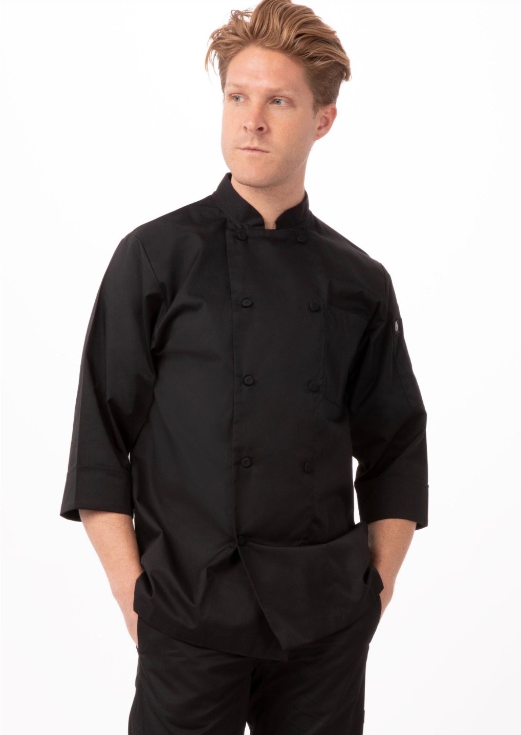 Chef Works Morocco Men's Black Chef Coat Lightweight Cook Jacket JLCL Medium NEW