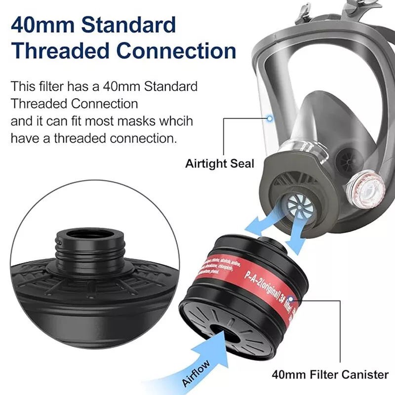 Reusable Full Face Respirator Gas Mask with 40mm Activated Carbon Filter 6800