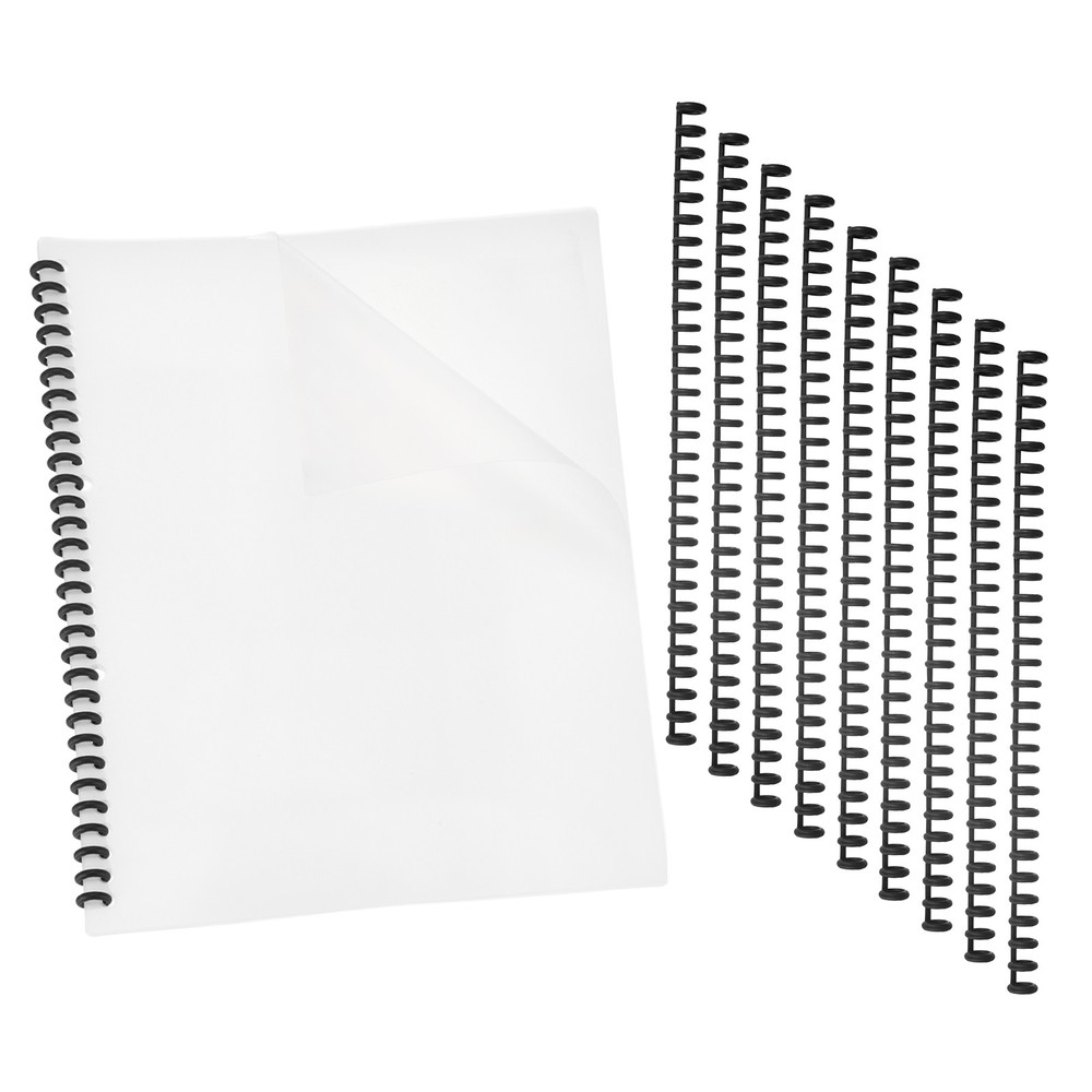 20Pcs Clear Presentation Binding Covers with 10Pcs 8.5mm Combs Kit, Black