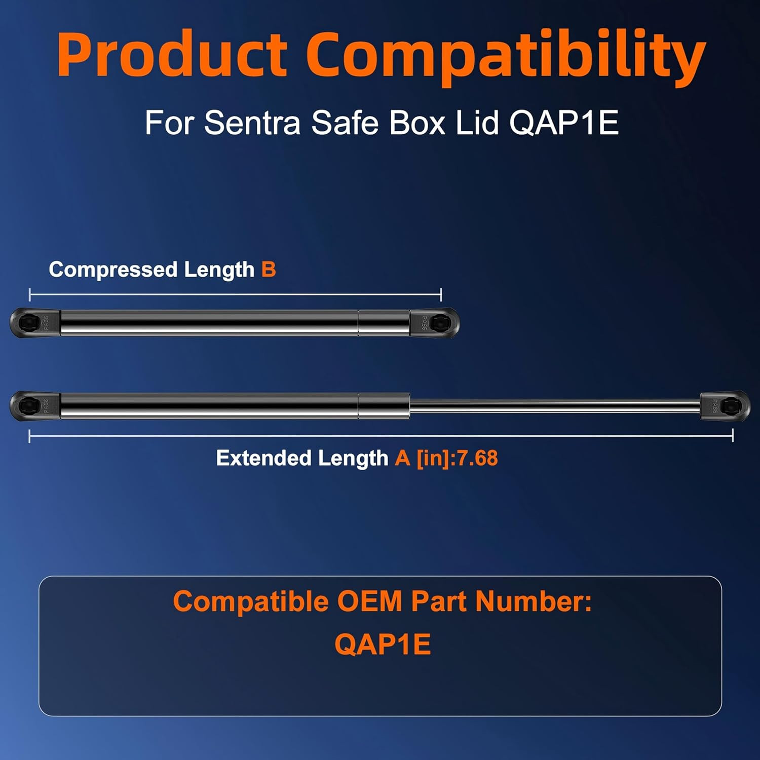 7.5In Gas Strut Shock Lift Support for Sentry Pistol Safe Box Lid with Model QAP