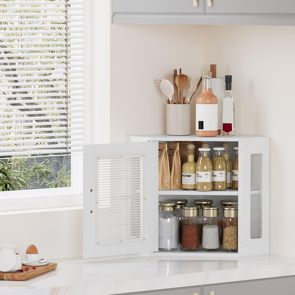 TQVAI Corner Bread Box for Kitchen Countertop, Solid Wood Double Layer Large ...