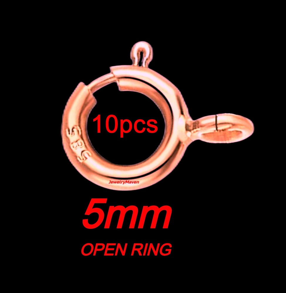 (10) 5mm STANDARD WEIGHT 14k Rose Pink Solid Gold Spring Ring Clasp OPEN Jump