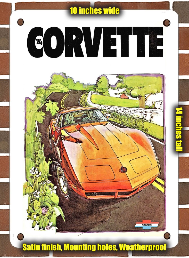 Metal Sign - 1974 Chevy Corvette - 10x14 Inches