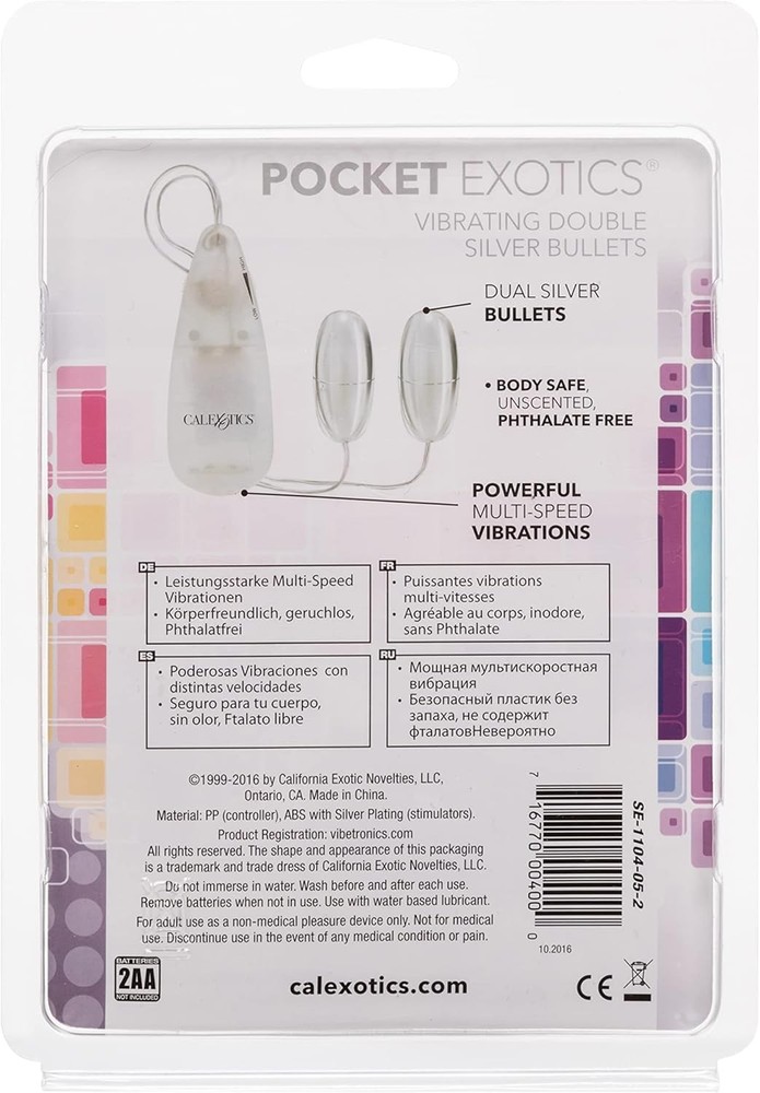 Pocket Exotics Vibrating Double Silver Bullets