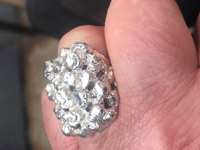 Large Nugget men's Ring Sterling Silver 925